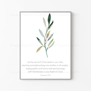 Colossians 3:16 | Let the word of Christ dwell in you richly | Bible Verse Wall Art | Christian Art Print | Scripture Digital Download