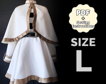 Modello per abito e mantello da elfo grande/#40 (PDF + istruzioni per cucire) Modello digitale ENG / Frieren Cosplay