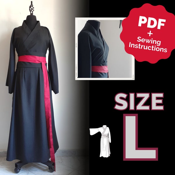 Chinese Coat (Hanfu) Cosplay Size Large/#40 (PDF + Sewing Instructions) ENG/ESP