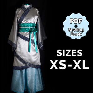 Quju Hanfu Pattern (Chinese Wrap Dress) XS to XL (PDF + Sewing Instructions) Digital Eng | Moon Fairy Jinshi cosplay inspired