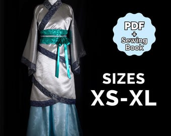 Quju Hanfu Pattern (Chinese Wrap Dress) XS to XL (PDF + Sewing Instructions) Digital Eng | Moon Fairy Jinshi cosplay inspired