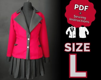 Cosplay Kakegurui Jacket Pattern Size Large/#40 (PDF + Sewing Instructions) ENG/ESP