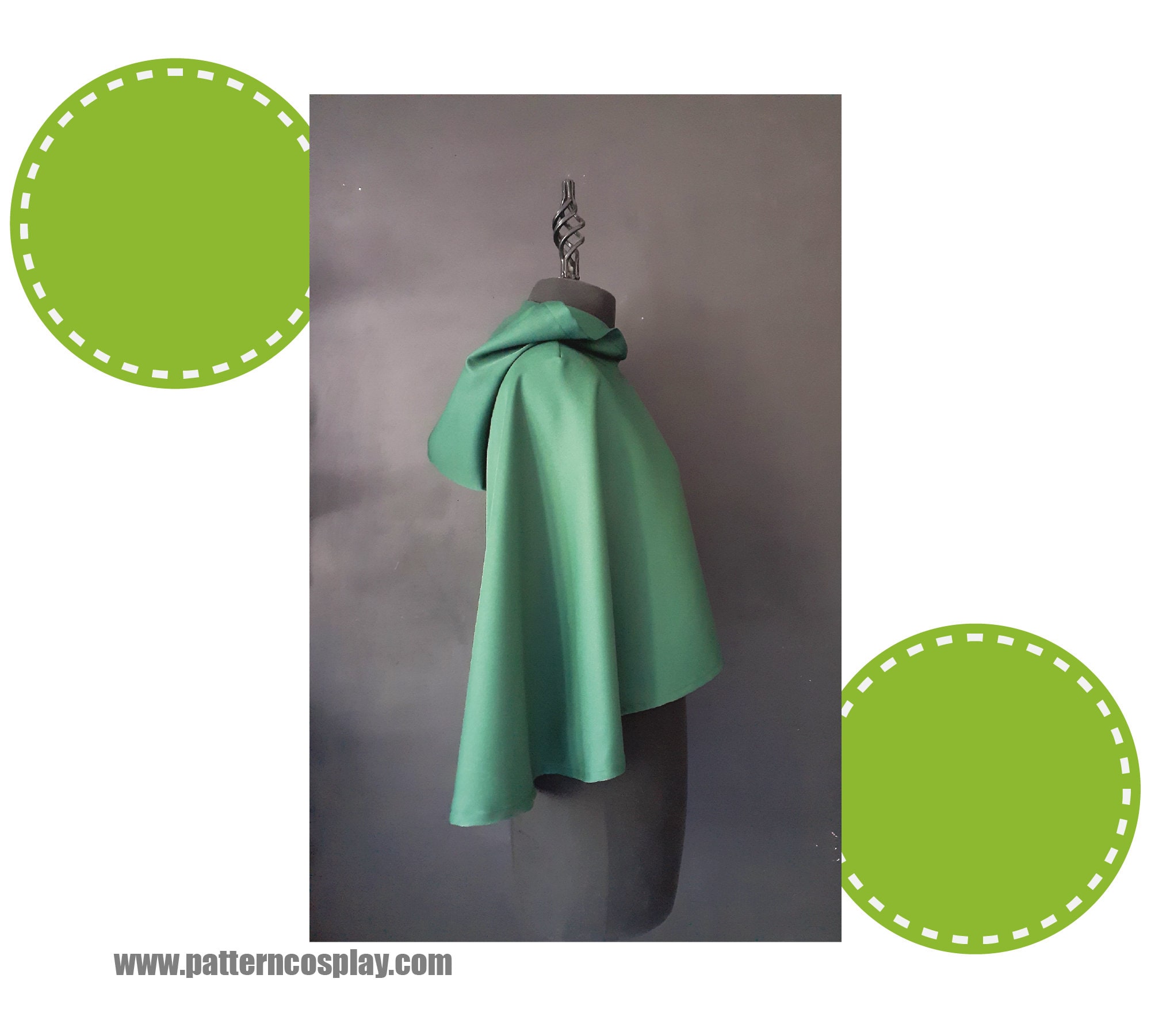 Green leaf pattern cloak（ロングマント） 送料0円】 Green cloak（ロングマント） pattern leaf