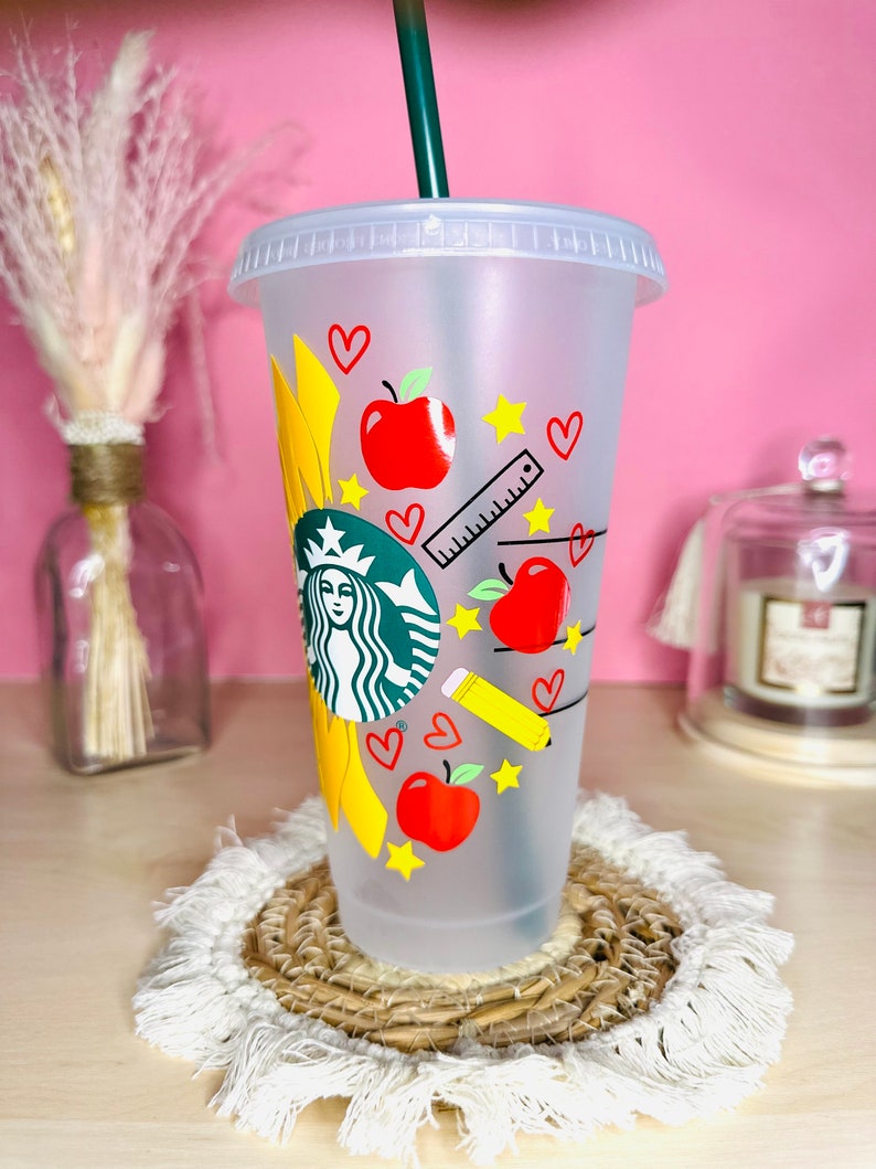 Reusable Plastic Starbucks Cup Cold Cup for Teacher or Student