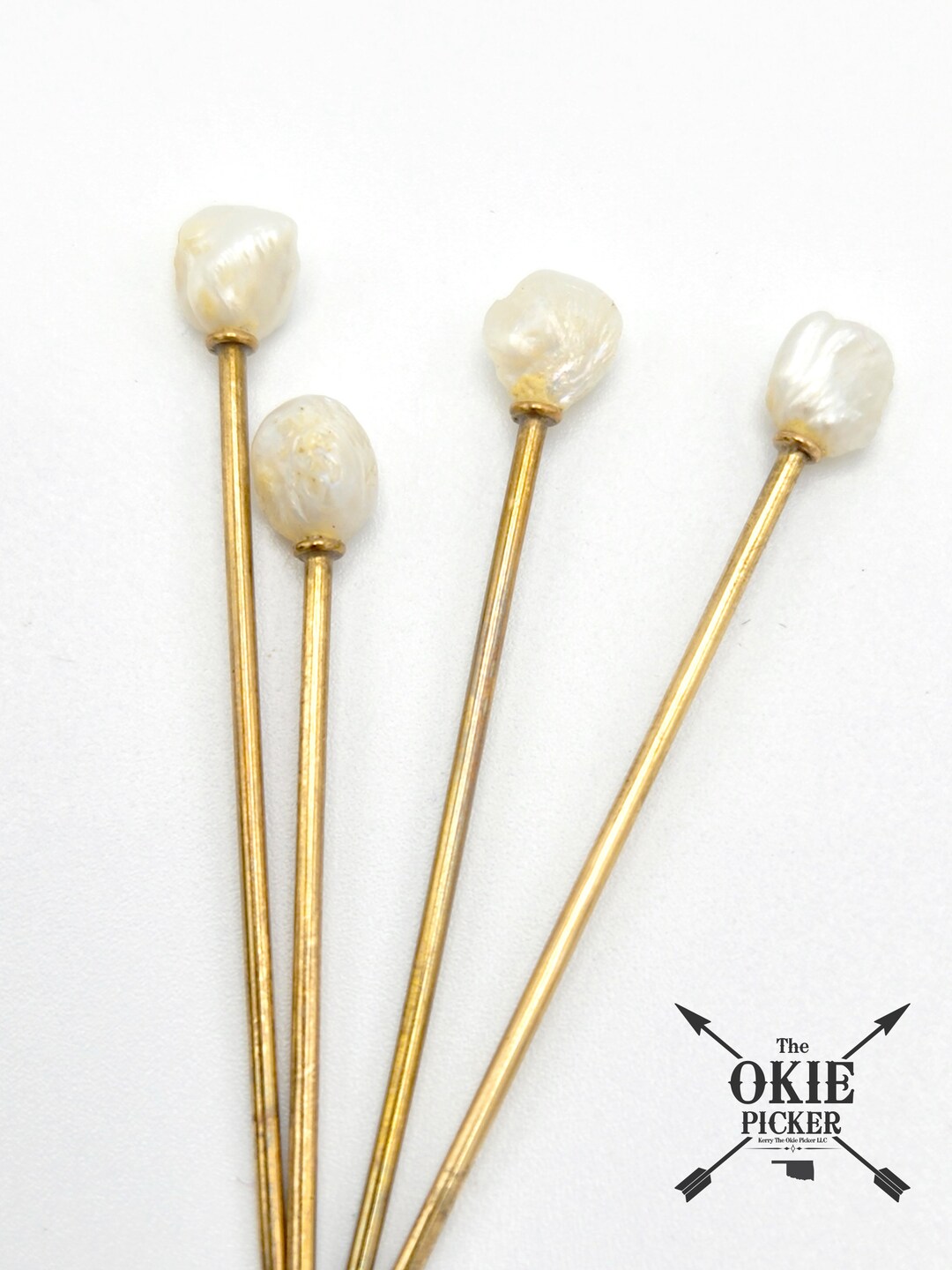 Antique Gold Pearl Stick Pins. All Natural Freshwater Pearls & Etsy