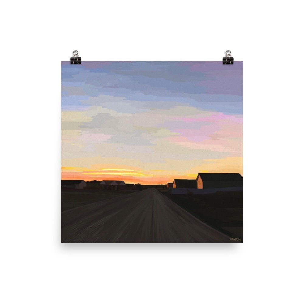 Hometown Sunset - Art Print by AllieAllDay