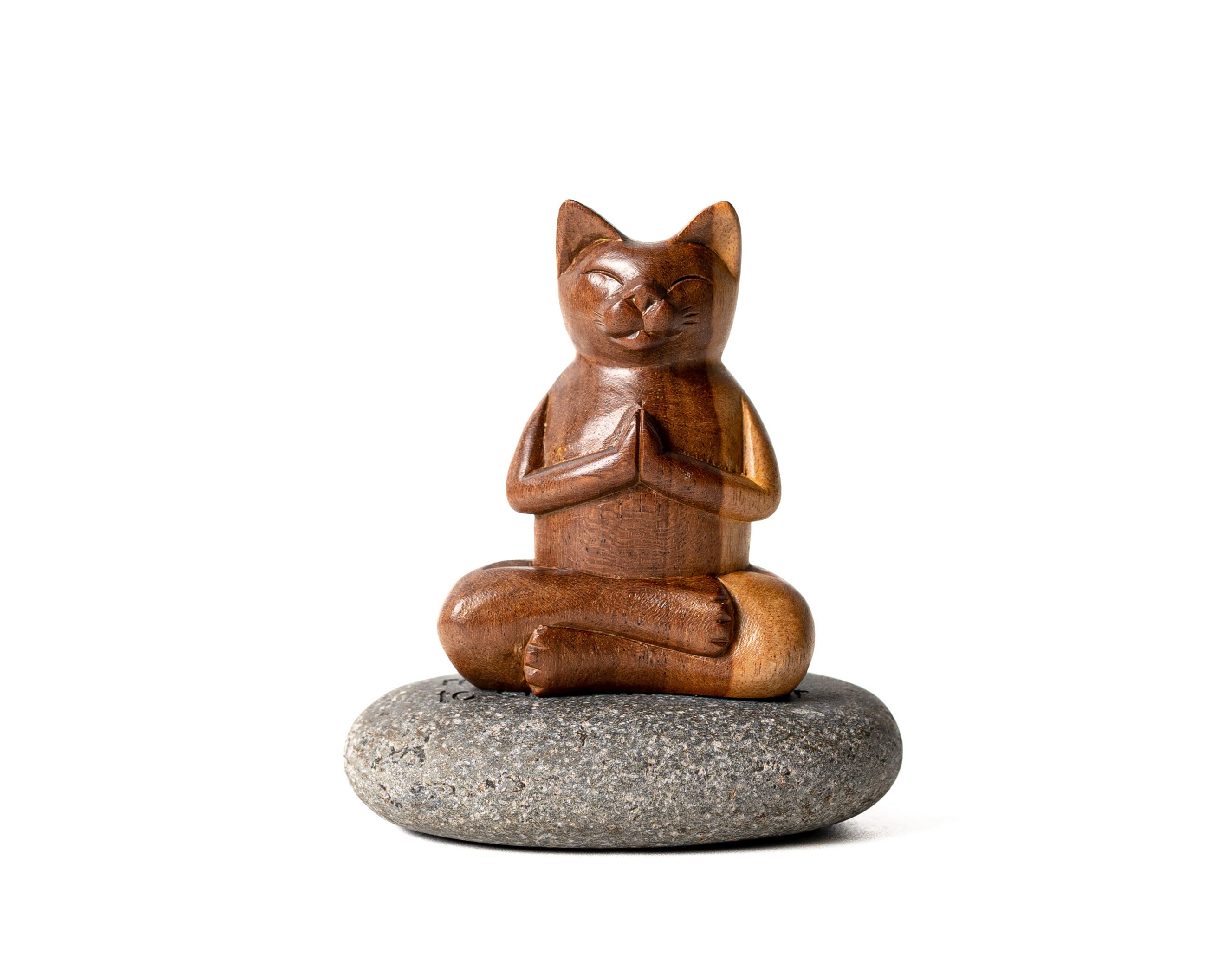 Cat Figurine, Meditation Yoga Happy Cat, Zen Relaxed Pose Sculpture For
