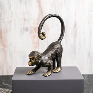 Mid Century, Modern Art3 Colors - Monkey Bronze 6.5 Inch / 16 cm , Monkey Figurine, Monkey sculpture, Monkey brass, Monkey statue