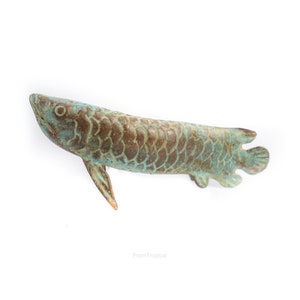 Arowana  Fish Brass Sculpture 5 Inch / 12 cm, Mini Arowana, Arowana Statue, Room Decor, Bronze statue, Bronze figurine, Brass figurine
