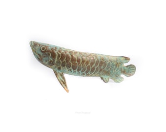 Arowana  Fish Brass Sculpture 5 Inch / 12 cm, Mini Arowana, Arowana Statue, Room Decor, Bronze statue, Bronze figurine, Brass figurine