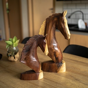 Horse Head, Wood Statue, Wood Carving, Figurine, Home Decor, Ornament, Birthday Gift, Handmade, Gift for Father, Birthday Gift