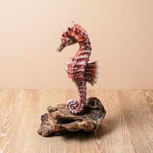 Seahorse Wooden Carving 9 Inch / 22 cm, Seahorse Sculpture, Parasite Wood, Natural, Fish Wood Carving, Romantic Gift, Gift Idea