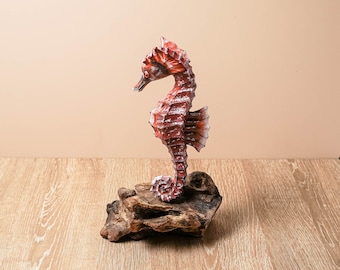 タツノオトシゴの木彫り 11.5インチ / 29 cm、タツノオトシゴの彫刻