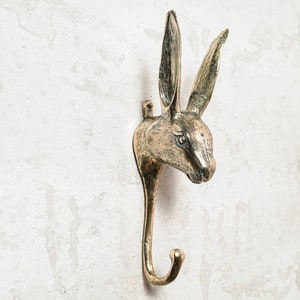Brass Hook Rabbit 7 Inch / 17 cm, Animal hook, Wall Hook, Gold Hook, Kids Room Accessories, Bronze Hook, Gold Rabbit, Nursery Hook