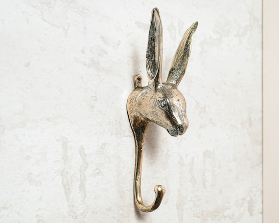 Brass Rabbit Wall Hook, Animal Hook, Kids Room Decor (7 Inch)
