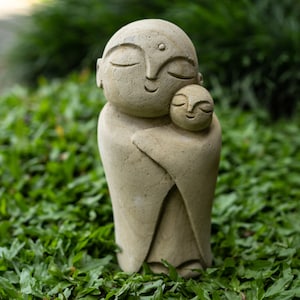 Buda Jizo con bebé de 20 cm, escultura de Buda, regalo para mamá, Buda zen, decoración de jardín, guardián de niños, guardián de viajeros