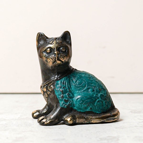 Cat Bronze Statue 2 Inch / 5 cm, Cat Figurine, Cat Statue, Living Room, New Home Gift, Birthday Gift, Animal Statue, Living Room