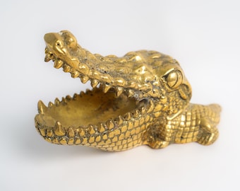 Brass Crocodile Head Sculpture 4 Inch / 10,16 cm, Crocodile Head Statue, Crocodile Head Figurine, Room Decor, House Decor