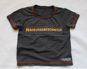 Boys' shirt "Food Procurer", short-sleeved shirt for boys, shirt with lettering, shirt with open edges, cool boys' shirt, toddler shirt