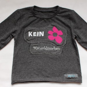 Girls' shirt No Wallflower, shirt with appliqué, little girls' shirt, children's long-sleeved shirt, children's shirt with lettering, toddler shirt image 1