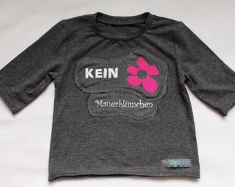 Mädchenshirt "Kein Mauerblümchen", Shirt mit Applikation, Kleinmädchenshirt, Kinderlangarmshirt, Kindershirt mit Schriftzug, Kleinkindshirt