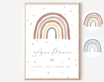 Personalisiertes Geburtsposter Kinderzimmer - Geburtsdaten Tafel Im Boho Style