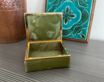Vintage Green Onyx Trinket Box: Pakistan Onyx, Made in Italy