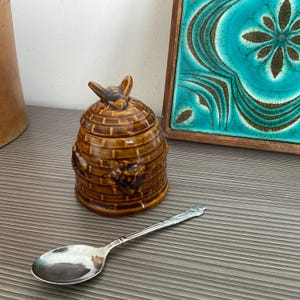Kleine keramische bijenkorfhoningpot, vintage Japanse weckpot,