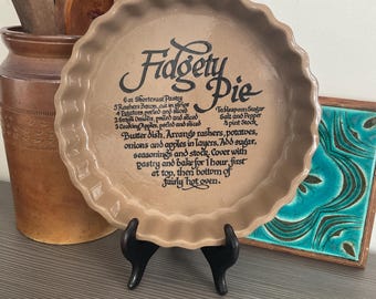 Plato para flan vintage FIDGITY PIE, plato para hornear de cerámica, estilo mediados de siglo