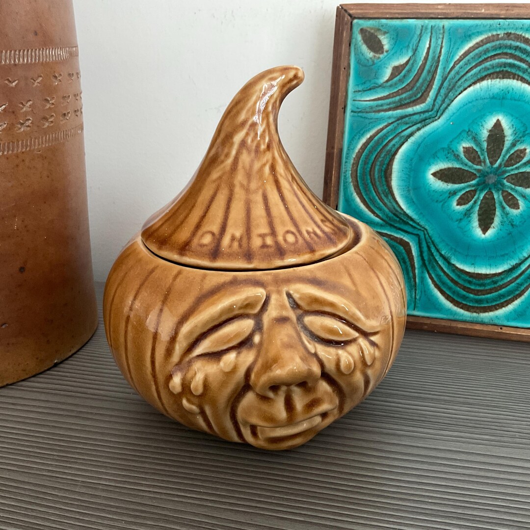 Vintage Crying Face Onion Pot, 1970s Lidded Pickled Onion Jar ...
