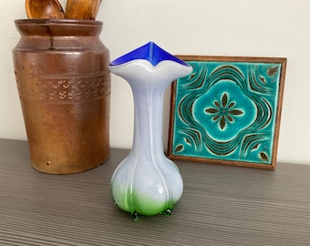 Gorgeous Murano Jack in the Pulpit Vase, Hand Blown Glass Vase, Opaline