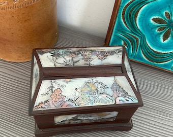 Fabulous Rosewood and Mother of Pearl Vietnam Cigarette Dispenser,