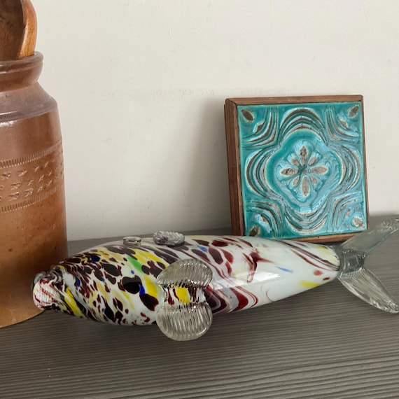 手吹きガラスの魚型花瓶：カラフルな1970年代の装飾 - Etsy 日本