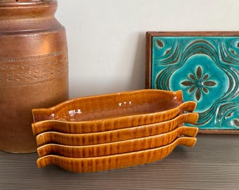 Vintage Sweetcorn Dishes, 4 Corn of the Cob Dishes, Wattisfield Ware Suffolk England