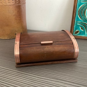 Scatola per sigarette vintage francese roll top, scatola per sigarette vintage in legno e scrigno