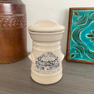 Ceramic Blue Stilton Advertising Pot, London Pottery Company, Storage Jar