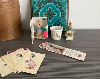 The World of Beatrice Potter-collectie, beeldje Peter Rabbit, eierdopje en teddyminiatuur,