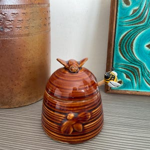 Vintage honingpot, Wilson & Purdy keramische nieuwigheid honingpot, bijenkorfpot