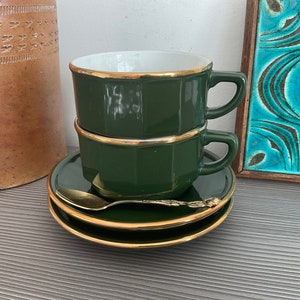 2 x APILCO Extra Large Breakfast Cups and Saucers, French Bistro Ware Cappuccino Cups
