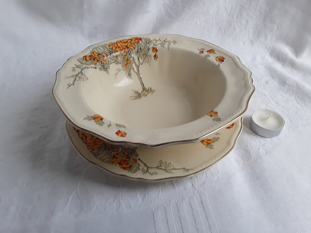 Vintage Open Serving Bowl and Plate Etsy