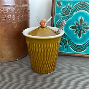 Vintage Ceramic Honey Pot, Beehive with Bee Honey Storage Jar