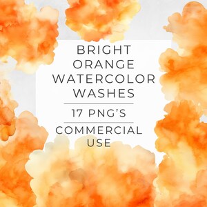 May include: Bright orange watercolor washes, a collection of 17 PNG files for commercial use.