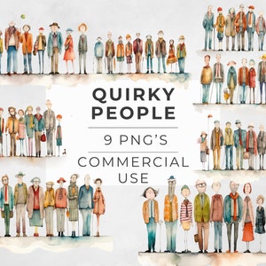 Clipart di persone stravaganti, stravaganti e stravaganti, persone carine, album, acquerello, diario spazzatura, uso commerciale, PNG trasparente, 300 dpi