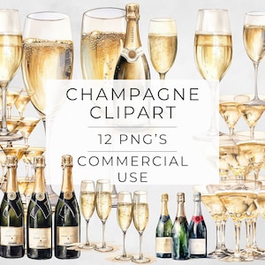 Champagne Tower Clipart: Watercolor Wedding Celebration (Digital Download)