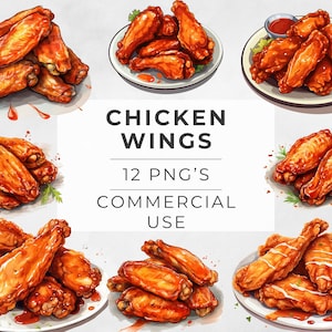 Imágenes prediseñadas de alitas de pollo, comida rápida, alitas picantes sabrosas, alitas de búfalo, pollo frito, PNG transparente, uso comercial, diseños de sublimación