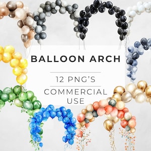 Ballon Bogen Babyparty png, Aquarell Ballon Girlande Clipart, Geburtstag, transparente PNG, DIGITALER DOWNLOAD, sofortiger, kommerzieller Gebrauch
