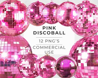 Pink Disco Ball Clipart: Retro Bachelorette PNG Designs (Digital Download)