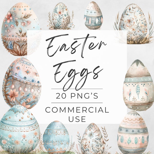 Easter Egg Pictures Clipart, Whimsical, Vintage, Spring, Floral, Watercolor, Rustic, Illustrations, Images Commercial Use, Transparent PNG,