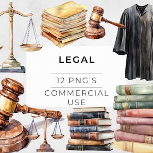 Clipart legal, Martelo de aquarela, Decoração de tribunal, Balança da liberdade, Manto de juiz, Arquivos, PNG transparente, DOWNLOAD DIGITAL, Uso comercial
