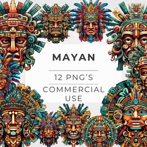 Maya clipart, oude beschaving, Azteeks, masker png, Azteekse god bundel, Chichen Itza transparante PNG, commercieel gebruik, sublimatie ontwerpen